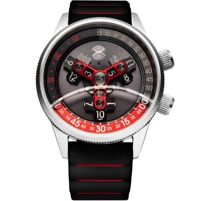 Xeric Vendetta II Automatic Wandering Hour Black Gray Red Watch - Brand New