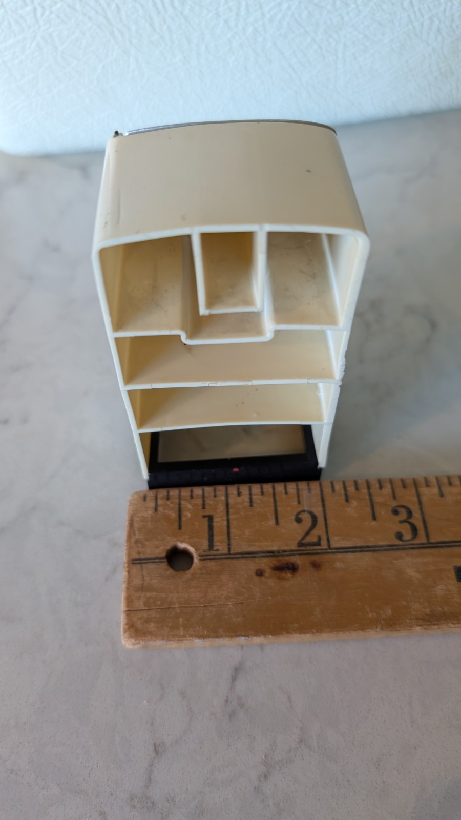 Dollhouse Refrigerator Cream Plastic & Silver Metal Retro Style 