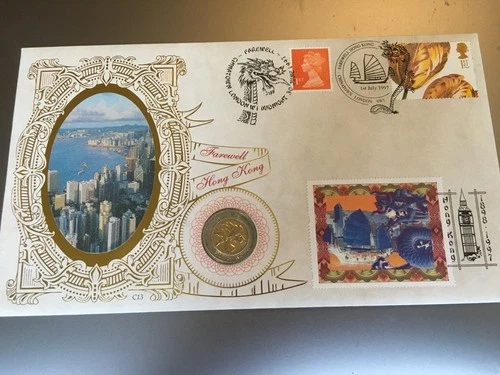 GB STAMPS BENHAM COIN / MEDALLION FIRST DAY COVER HONG KONG TYPE 1