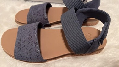 Skechers Bobs Desert Kiss Casual Low Wedge Textile Upper Sandals in Blue 9.5 new