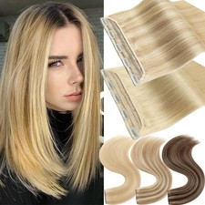 Thick Clip In 3/4 Full Head Real Remy Human Hair Extensions Highlight One Piece