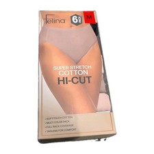 Felina Women's M 6 Pack Super Stretch Cotton Hi-Cut Panties