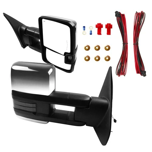 Power Heat Chrome Signal Clearance Light For 07-15 Toyota Tundra Tow Mirrors Set