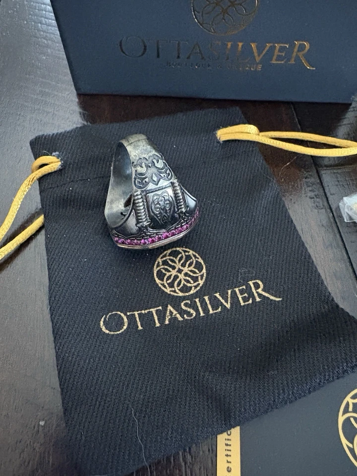 Ottasilver Mens 13 biker Viking Ring Otta Silver Vintage Look Bold - Image 4 of 4