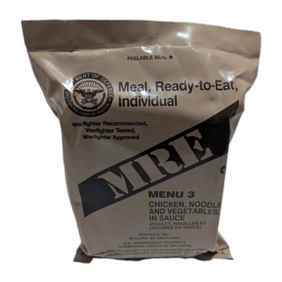 Military MRE Individual Menu 3 Chicken Noodles & Vegetables Single Meal ...