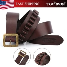 TOURBON 39~45" Waist Leather Handgun Ammunition Belt for .44/45 Ammo Bullets US