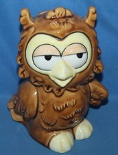 Vintage Brown Ceramic Owl Bank Korea