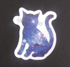 Beautiful Galaxy Night Sky Kitty Cat Sticker 1.58" x 1.38" AN 