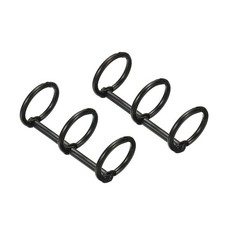 0.59" Dia 3-Rings Book Rings, 2 Pack Metal Binder Rings, Black