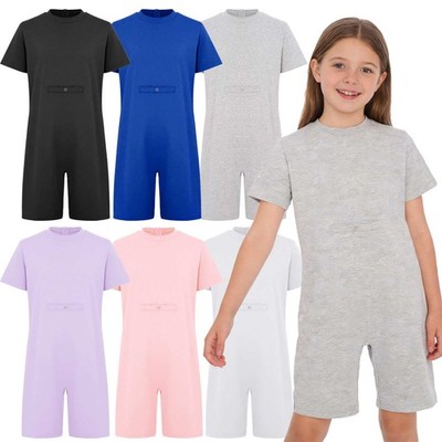 Special Needs Adaptive Clothing Short Sleeve Zip Back Jumpsuit Anti-strip Romper
