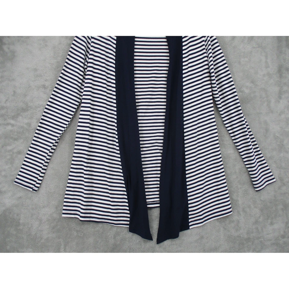 Cardigã de natação Mott50 suéter feminino listrado médio náutico UPF 50 capa azul marinho - Imagem 4 de 4