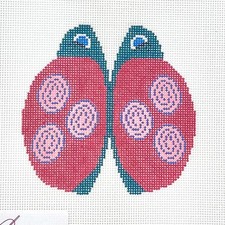 Lee Needlearts hand painted needlepoint canvas red Spotted ladybug 3D 4" 18 ct