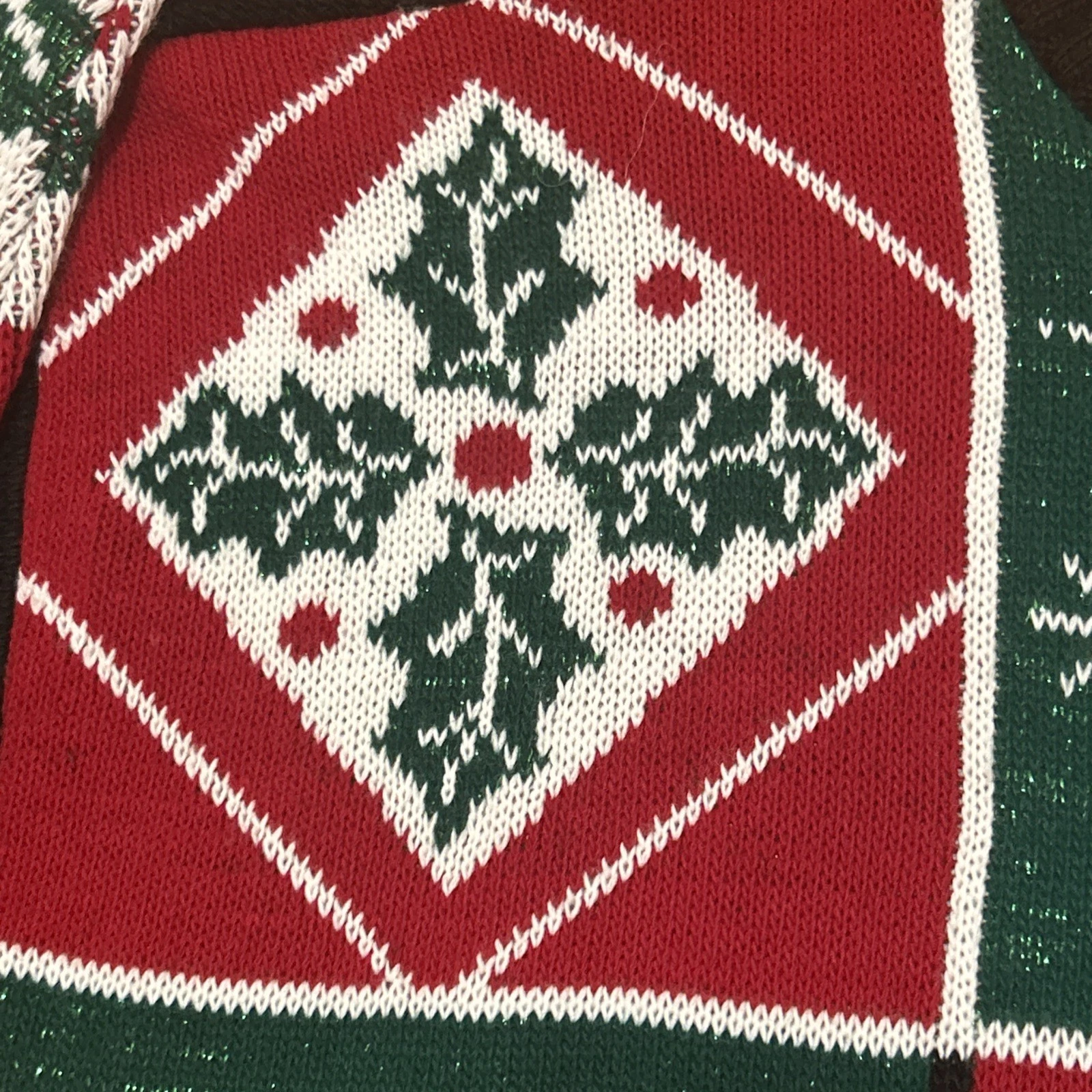Vintage Nutcracker Christmas Pullover Sweater Sparkly Green Red Large