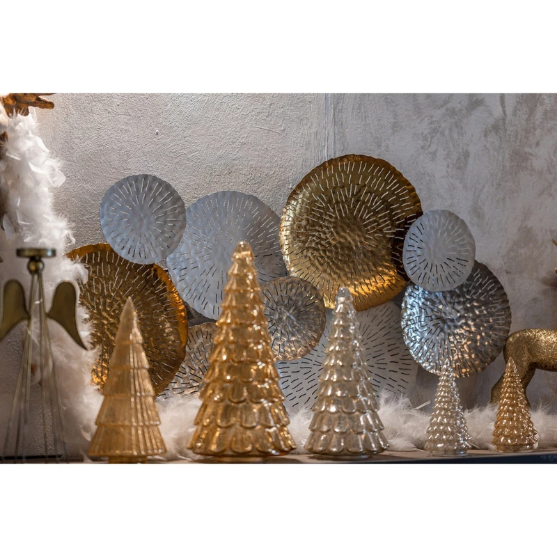Albero di Natale Decorativo in Vetro Oro con Luce LED Soprammobile Natale, fotografia 3 di 9