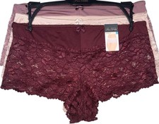 Prima Valentina Women Boyshort 3-Pair Underwear Panties Lace Nylon Blend Size 2X