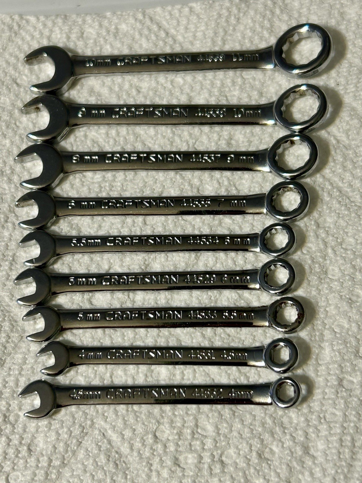 Craftsman Chrome Midget Combo Wrench Set 9 Metric & 9 Standard Made in U.S.A.