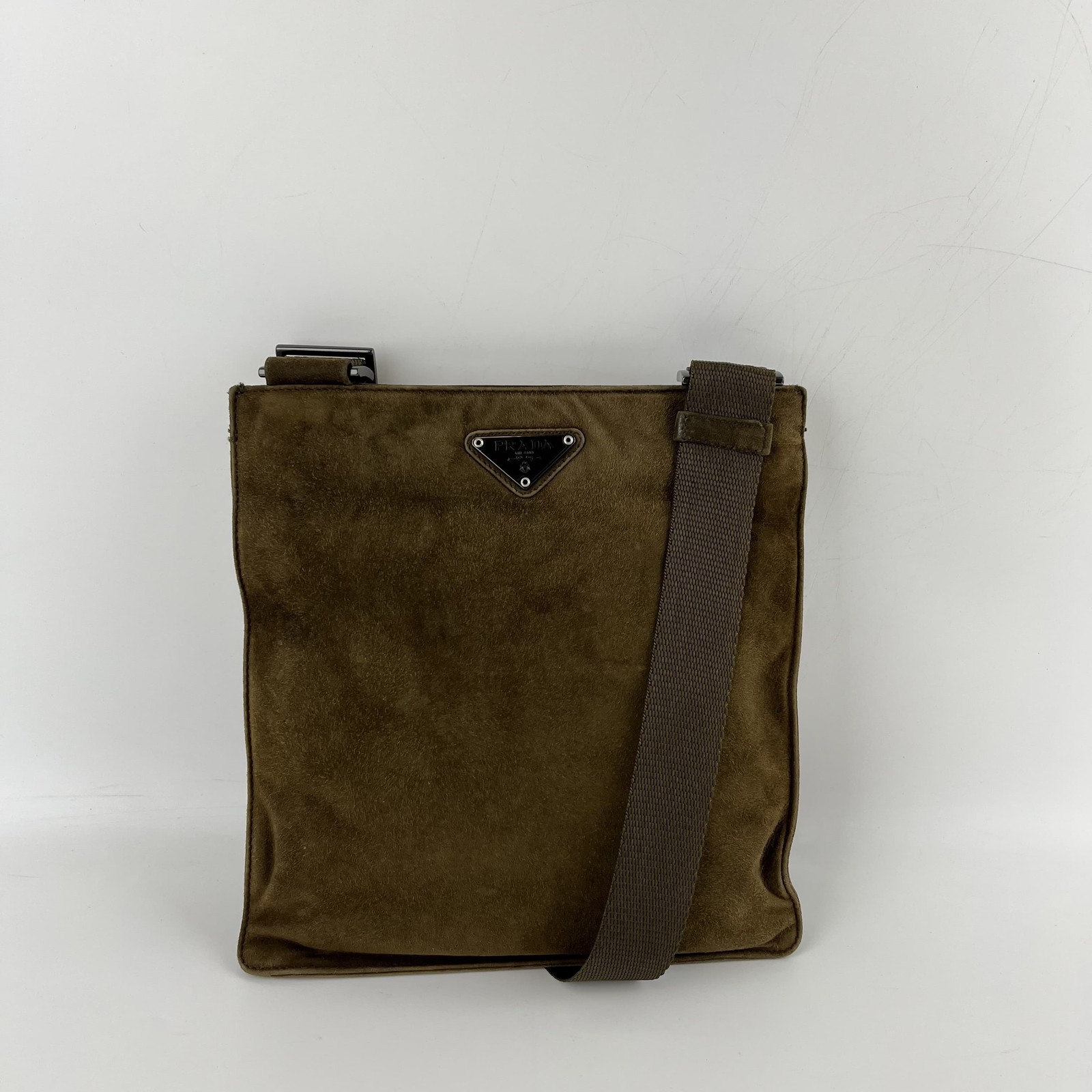 Vintage Prada Brown Suede Shoulder Bag Hibuochi Y0814 Pre-Owned