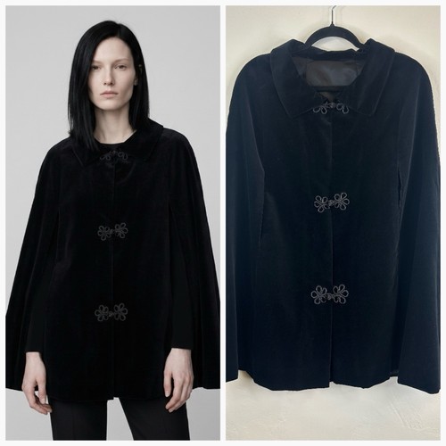 Gothic Black Velvet Parka Cloak One Size Vampire Witchy Halloween Arm Holes Goth
