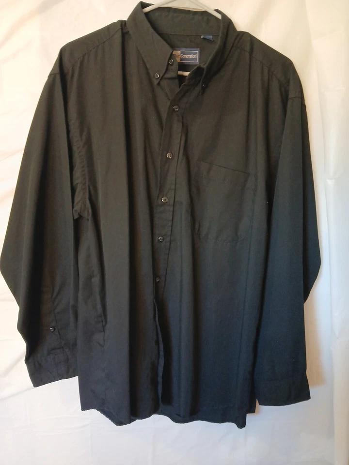 Lote de 2 camisas George + Blue Generation para hombre grandes negras manga larga abotonadas Foto 4 de 4