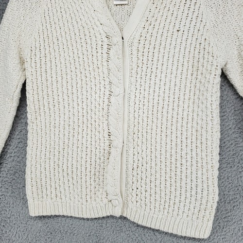 Max Studio Cardigan Sweater Girls 7-8 Ivory Cable Knit Button Front - Picture 3 of 13