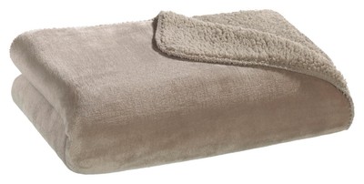 casa NOVA SEBASTIAN Wende-Wohndecke Sofadecke Polyester Taupe 150 x 200 cm