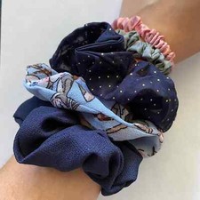 Set of 5 Scrunchies - Navy Dot Floral