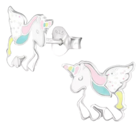 Damen MäDchen Pferd Einhorn Ohrstecker 925 Silber Ohrringe Kinder Pferde FlüGel