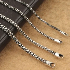 Real 925 Sterling Silver Diamond Cut Popcorn Chain Necklace Made in Italy