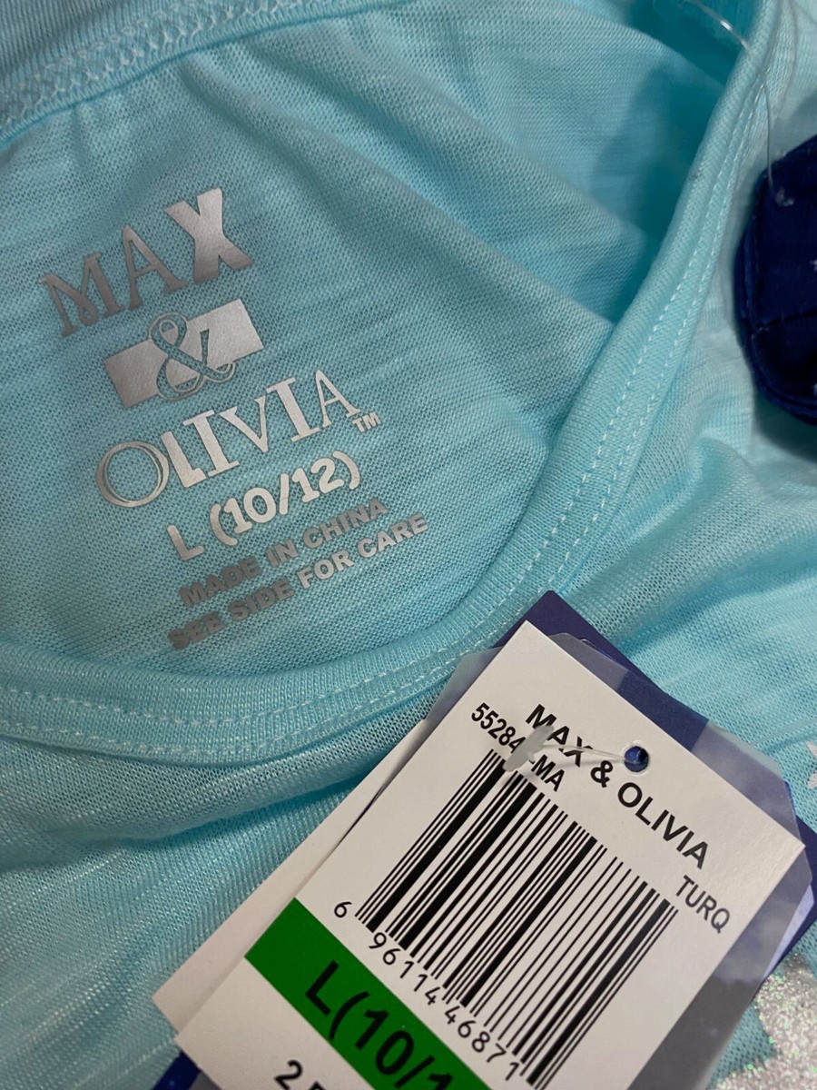 Max & Olivia Kids Girl's Blue Printed Pajama Set Sleepwear Size L