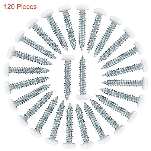 120Pcs White Wood Screws #8 x 1