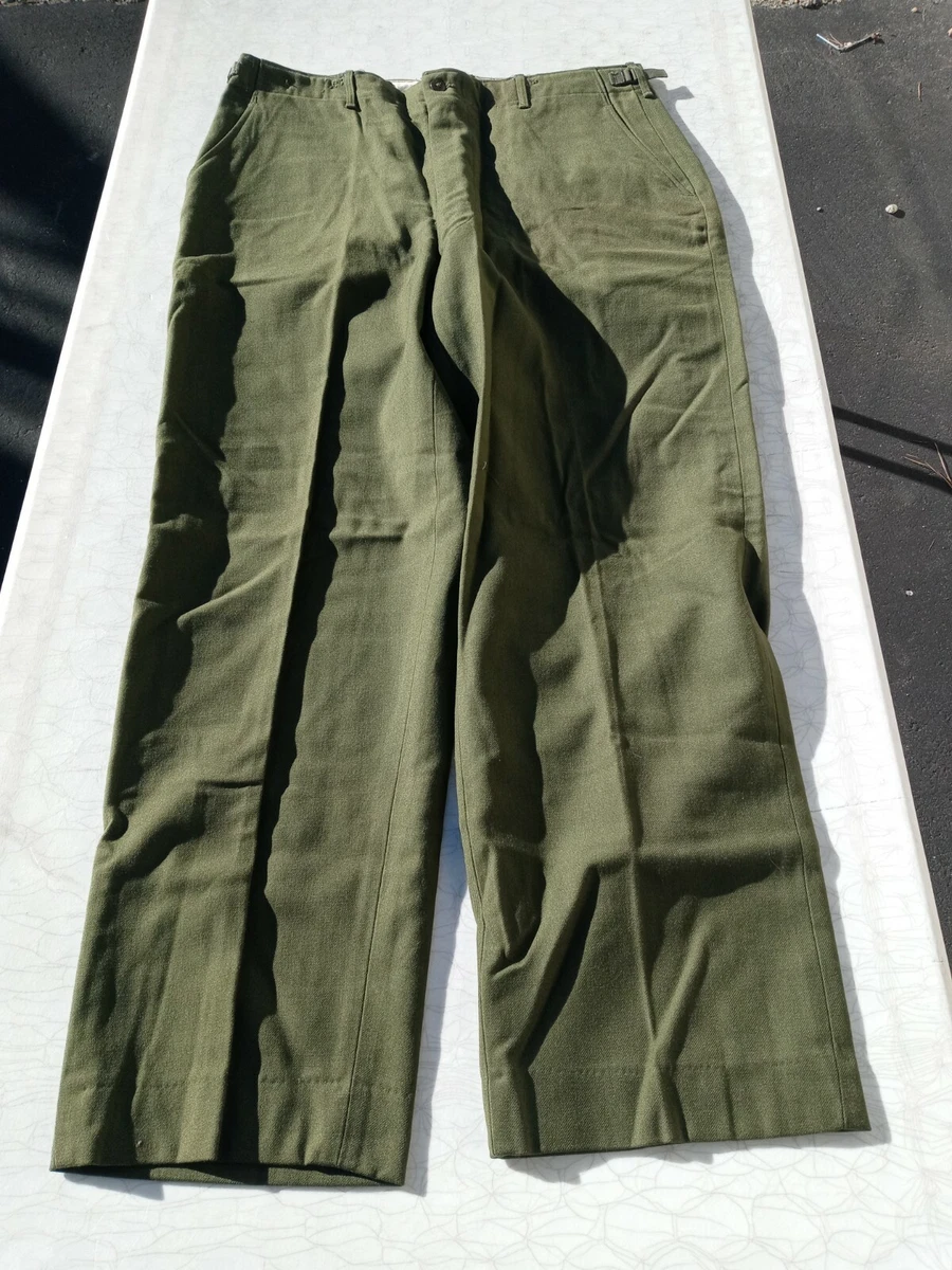 Korean War US Army M-1951 OD-108 Button Fly Wool Field Trousers Size Reg Large