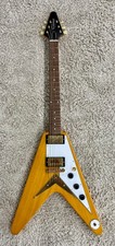 Epiphone 1958 Korina Flying V Electric Guitar, Antique Natural With Hard Case