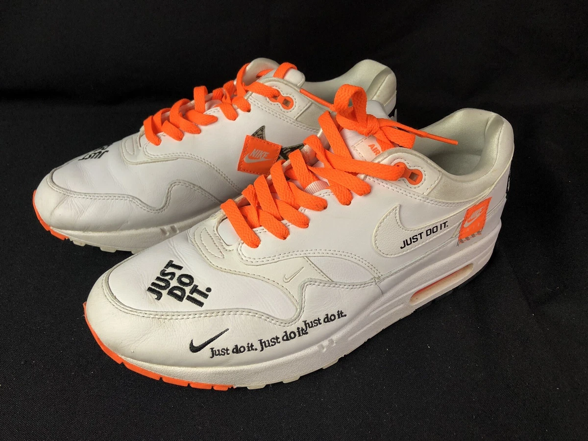 Nike Air Max 1 Just Do It Overbranded White Orange AO1021 100 Mens 10.5