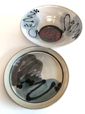 Studio Art Pottery Plate and Bowl Ceramics Signed Foster