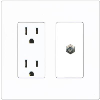 RiteAV 1 Port Coax Cable TV F-Type Wall Plate Outlet [Screwless White]