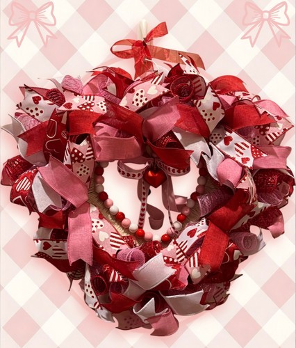 Valentine's Day wreath,Valentine wreath,Valentines Decor,Valentines Heart wreath - Picture 4 of 17