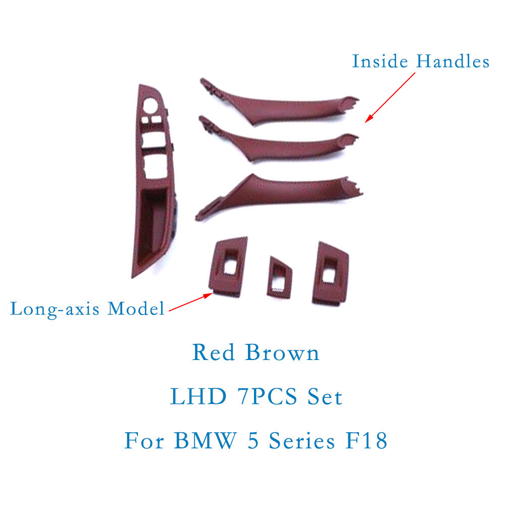 BMW 5 Series F18 7-Piece Interior Handle & Window Switch Panel Red Brown Left Hand Drive