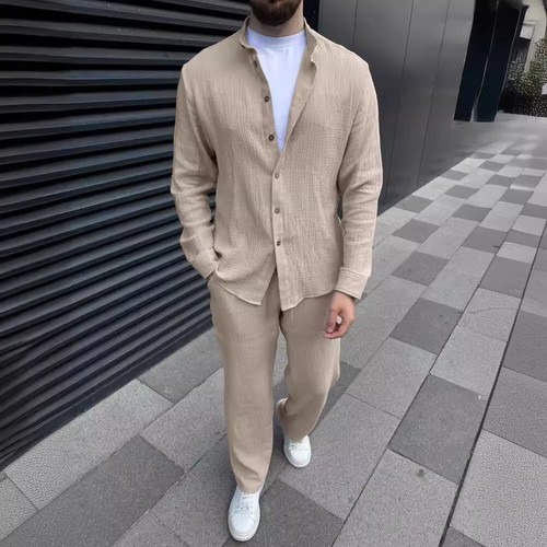 Men Outfit 2-Piece Set Long Sleeve Shirt and Pants Sweatsuit Set - Bild 5 von 8
