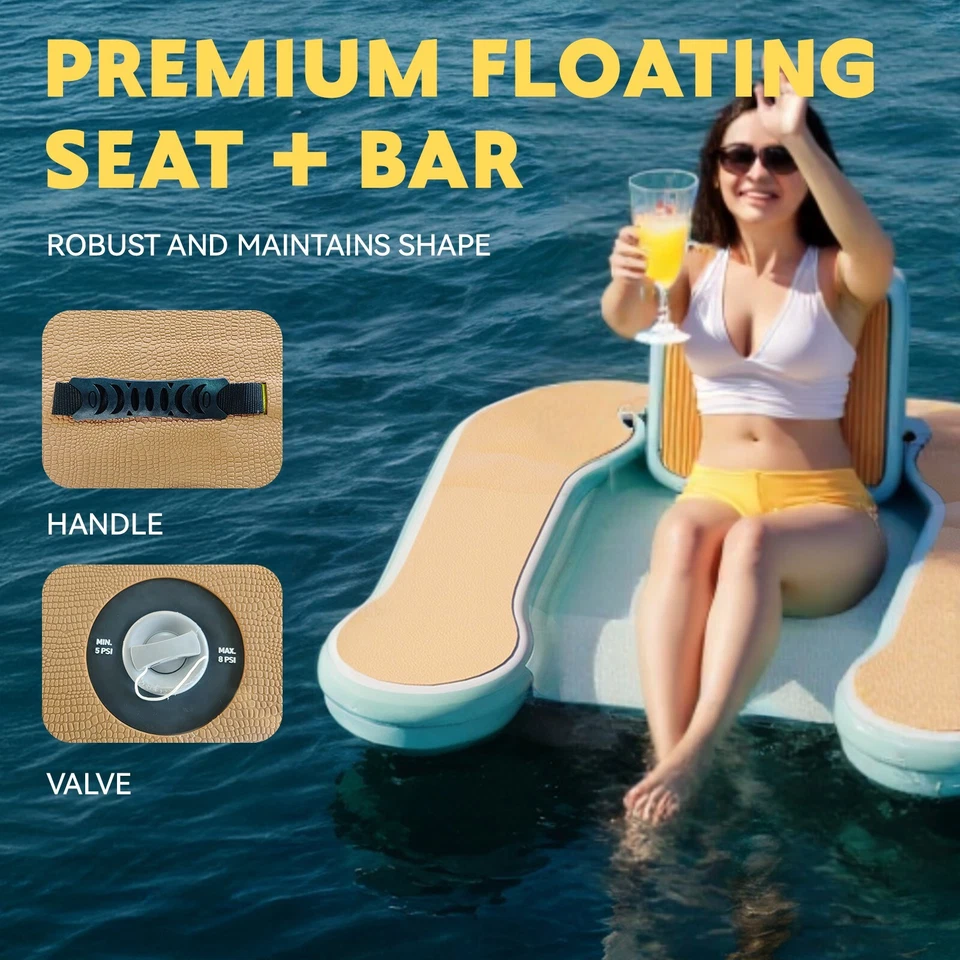 Silla Flotante Inflable 3.6' con Bar, PVC Resistente con Bomba Foto 4 de 4