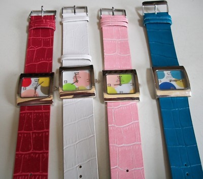 Women's, Girl's Cute Candy Colors Polka Dots Fashion Casual Leather Band Watches