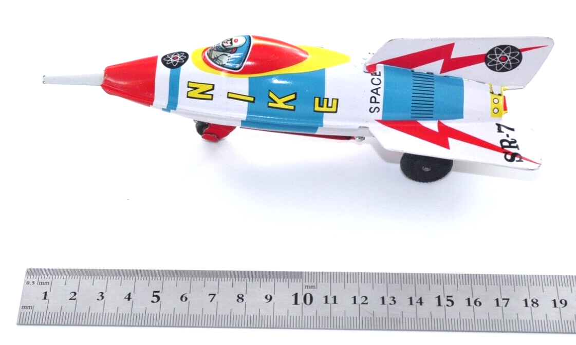 Vintage 1960s Masuya Tin Friction NIKE Rocket with Original Vintage 1960s Masuya Tin Friction NIKE Rocket with Original