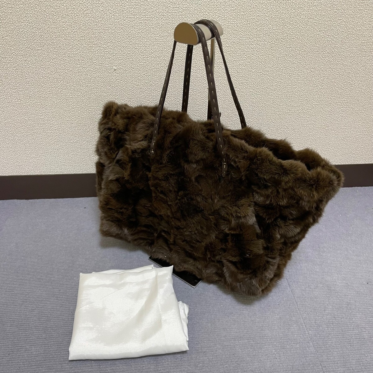 Fendi handbag wool brown fur selleria | eBay