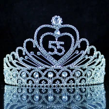 55th 55 Fifty Five Years Old Birthday Party Rhineston Hair Tiara Crown Combs T55