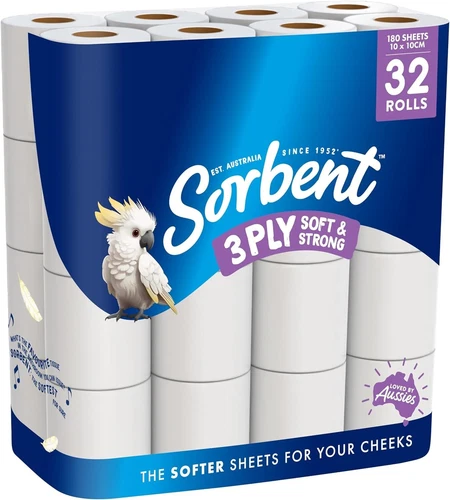 3PLY Silky White Toilet Paper, 32 Pack, Soft & Strong, New