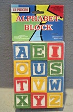 12 PIECE WOODEN 1.25 INCH SET OF ALPHABET BLOCKS TOY OR CRAFT ITEM NOS