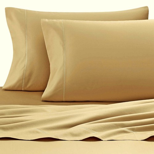 WAMSUTTA 500 Thread KING Egyptian Cotton Pillowcases MOCHA Damask Solid