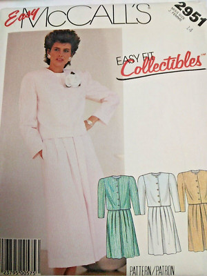 Jacket Pleated Skirt 14 McCalls 2951 Sewing Pattern UC VTG 80s Easy Fit Pockets