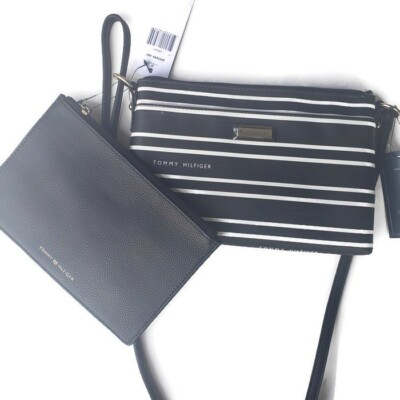 Tommy Hilfiger Cross Body Bag And Pouch Twice As Nice Black Casual Date Night 