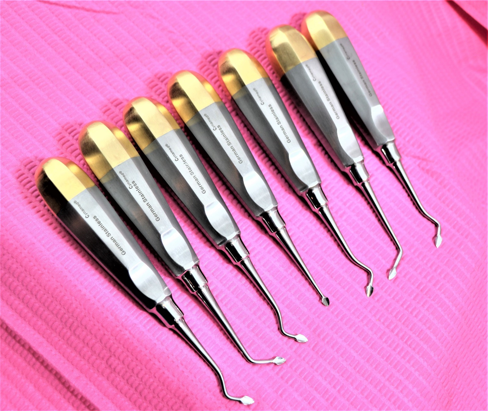 GERMAN SET OF 7 DENTAL TOOTH SURGERY STRAIGHT SPADE CONCAVE ROOT TIP