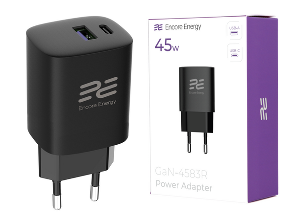 Neues Netzteil Encore Energy Gan Qc 4.0 Pd 3.0 USB-A USB-C 45W Gan-4583R-image